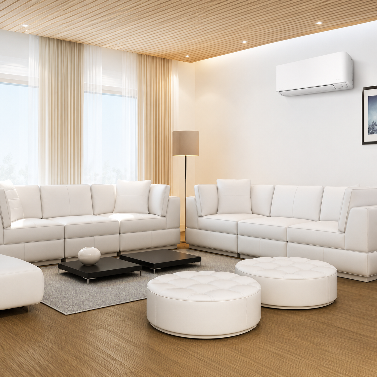 Alta potencia para salones grandes y espacios amplios Este modelo está diseñado para climatizar estancias donde un equipo de menor capacidad podría quedarse corto. Sus 4.472 frigorías/hora permiten enfriar espacios amplios con rapidez, aportando una sensación de confort incluso en los días de más calor. En modo calefacción, su potencia de 6,3 kW permite disfrutar de un ambiente cálido y agradable durante invierno o entretiempo. Por eso, es una opción muy interesante para salones grandes, comedores, oficinas, despachos amplios o estancias principales donde se busca una climatización potente y estable durante todo el año.